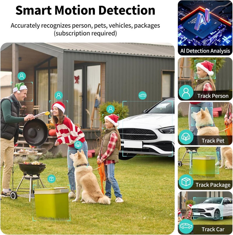 Tziarp 2K UHD Smart Wireless Security Camera Indoor/Outdoor,Battery Powered WiFi Camera with Color Night Vision, Motion Detection, 2-Way Audio, Weatherproof, Cloud/SD Storage for Home Security (2.4GHz Only) - Image 5